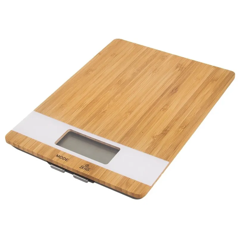 Waga Kuchenna Bambusowa Cyfrowa 5 kg Funkcja Tary 23 x 17 cm MEBLIVA