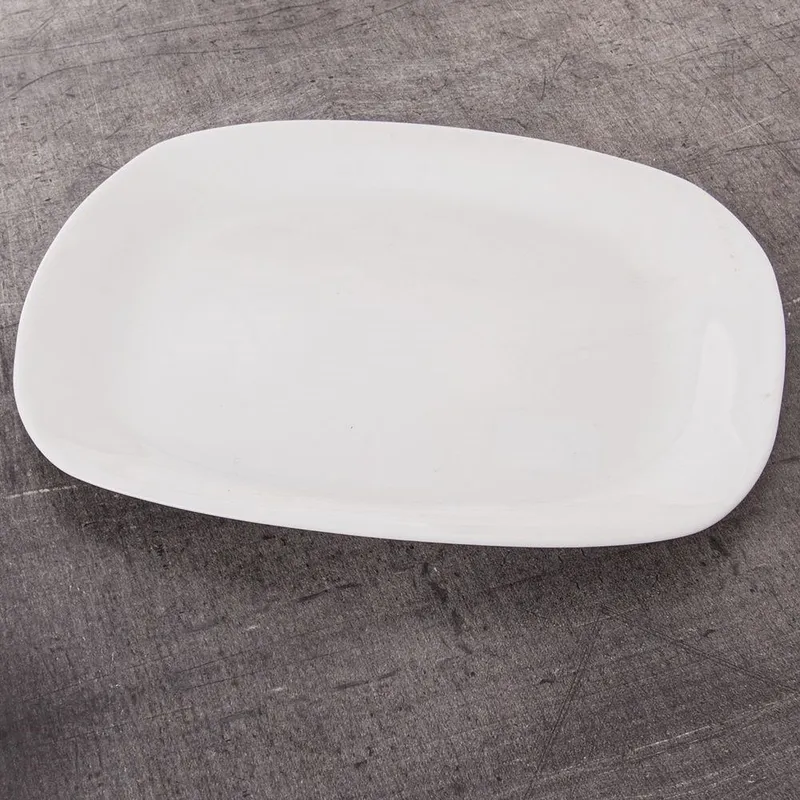 Półmisek Szklany Prostokątny Talerz Serwowania 28 x 21 cm MEBLIVA - Biały