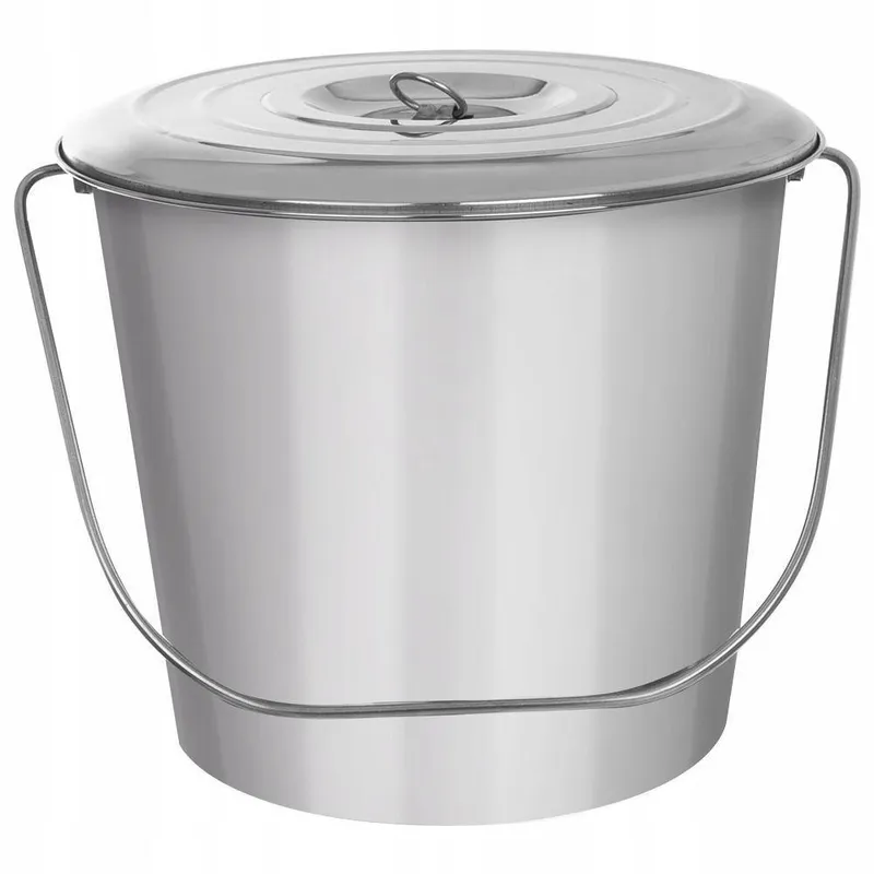 Wiadro Do Żywności Stal Nierdzewna 12 l Z Pokrywką 30 x 27 cm MEBLIVA