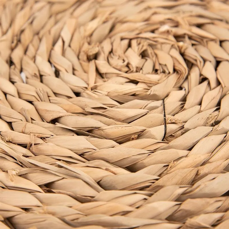 Podkładka Na Stół Okrągła Naturalna Boho 35 cm Liście Pałki Wodnej MEBLIVA
