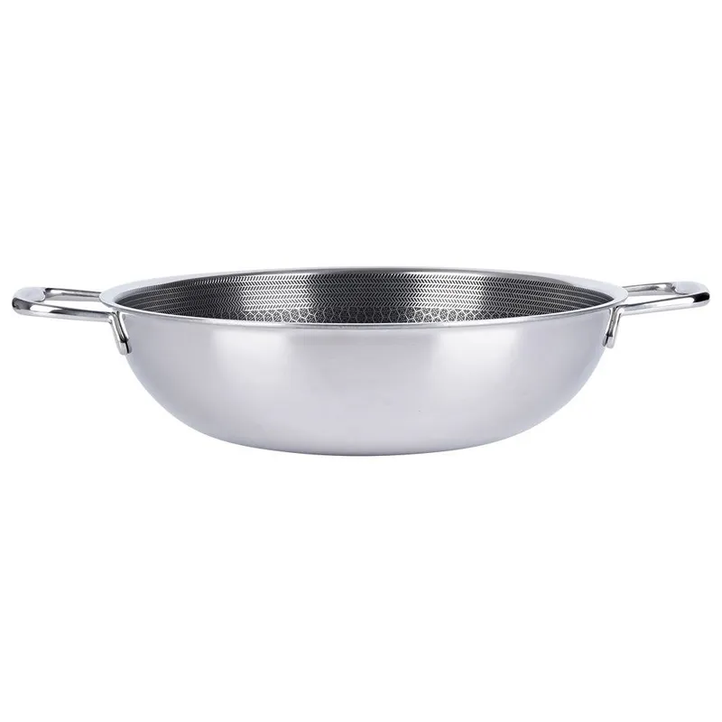 Patelnia Wok Z Uchwytami Stalowa Indukcja Nieprzywierająca 28 cm MEBLIVA