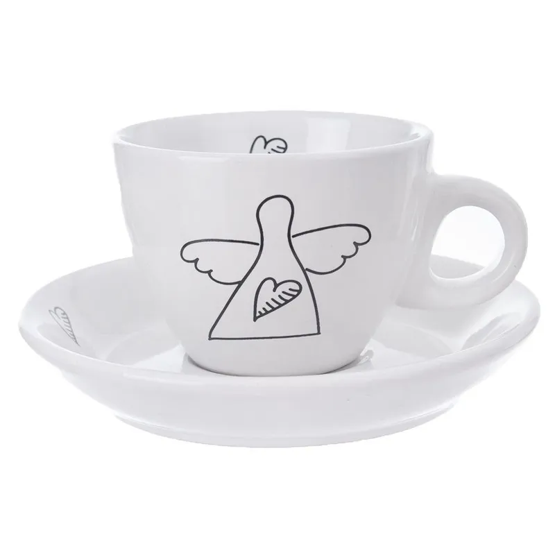 Filiżanka Ze Spodkiem Ceramiczna Do Espresso 90 ml 2 szt. MEBLIVA - Biała