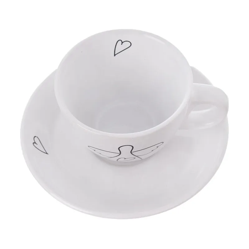 Filiżanka Ze Spodkiem Ceramiczna Do Espresso 90 ml 2 szt. MEBLIVA - Biała