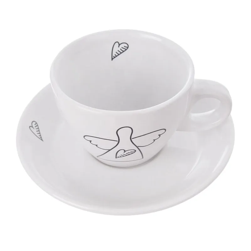 Filiżanka Ze Spodkiem Ceramiczna Do Espresso 90 ml 2 szt. MEBLIVA - Biała