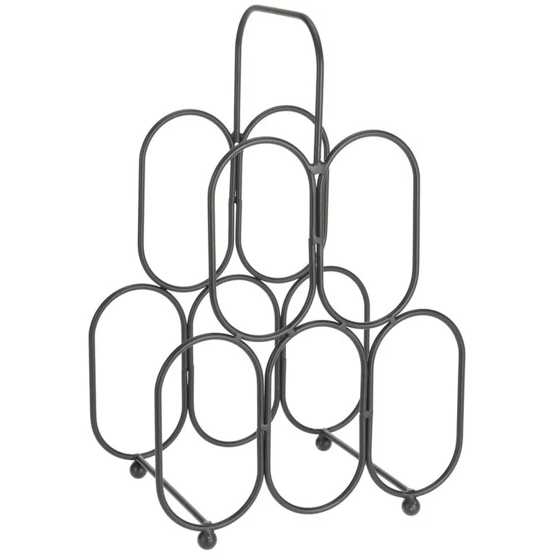 Stojak Na Wino Metalowy Pięć Butelek 27 x 40,5 cm MEBLIVA - Czarny