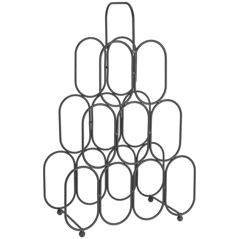 Stojak Na Wino Metalowy Dziewięć Butelek 36 x 56 cm MEBLIVA - Czarny