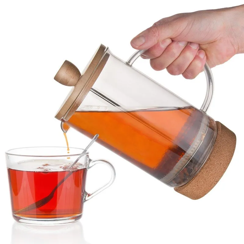 Dzbanek Zaparzacz Tłokowy Do Kawy I Herbaty Pojemny Szklany 750 ml MEBLIVA