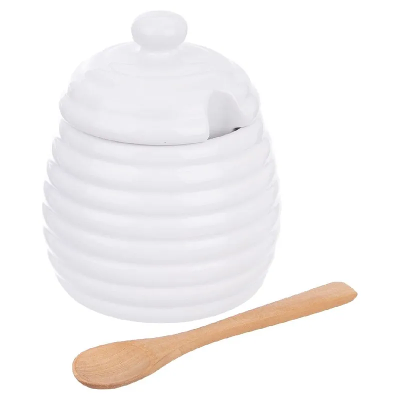 Pojemnik Na Miód Z Łyżką Porcelanowy WHITELINE 340 ml MEBLIVA