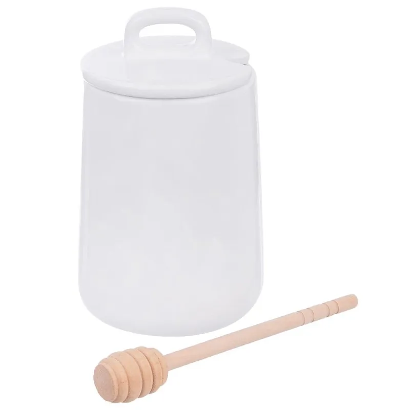 Pojemnik Na Miód Z Łyżką Porcelanowy Ozdobny 470 ml MEBLIVA