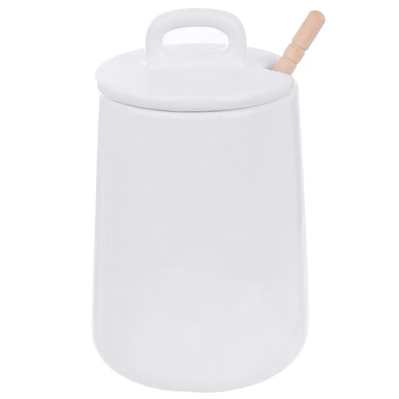 Pojemnik Na Miód Z Łyżką Porcelanowy Ozdobny 470 ml MEBLIVA
