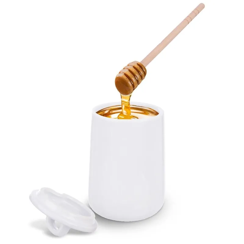 Pojemnik Na Miód Z Łyżką Porcelanowy Ozdobny 470 ml MEBLIVA
