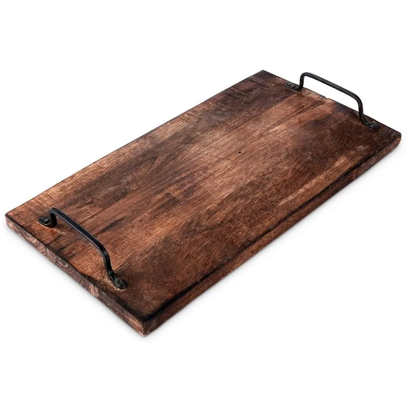 Taca Do Serwowania Podawania Drewniana Retro Z Uchwytami 40,5x21,5 MEBLIVA