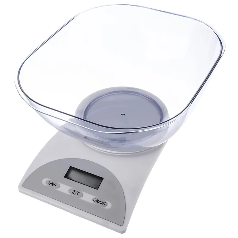 Waga Kuchenna Elektroniczna Z Miską Cyfrowy Wyświetlacz 5 kg MEBLIVA