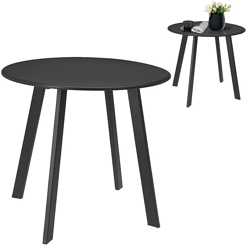 Stolik Balkonowy Kawowy Metalowy Szary Okrągły Zewnętrzny 50 x 45 GARDIVA