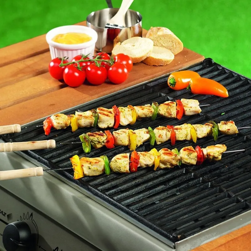 Szpikulce Do Szaszłyków Stalowe 4 szt. 38,5 cm BBQ Uchwyt Drewniany GARDIVA