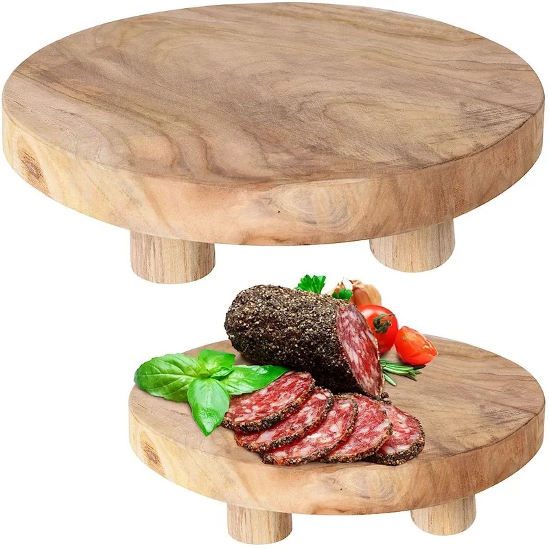 Deska Do Serwowania Tekowa HOME STYLING 30 cm Okrągła Drewniana MEBLIVA