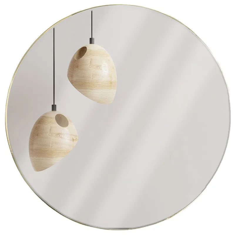 Lustro Ścienne Wiszące Okrągłe Eleganckie Dekoracyjne 55 cm MEBLIVA - Złote