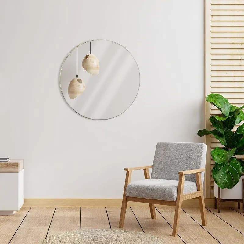 Lustro Ścienne Wiszące Okrągłe Eleganckie Dekoracyjne 55 cm MEBLIVA - Złote
