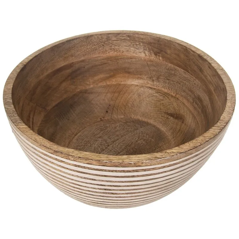 Miska Drewniana Na Owoce Warzywa Sałatki Dekoracyjna 25 cm 3 l MEBLIVA