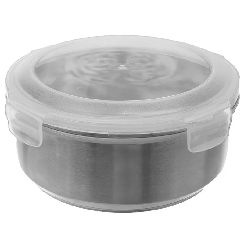 Pojemnik Stalowy Okrągły 1,2 l Szczelny Lunchbox Zmywarka 16 x 8 cm MEBLIVA