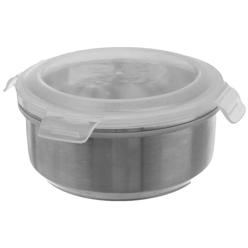 Pojemnik Stalowy Okrągły 1,2 l Szczelny Lunchbox Zmywarka 16 x 8 cm MEBLIVA