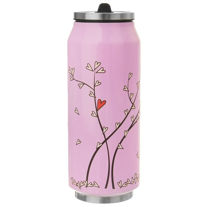 Kubek Termiczny Puszka Serce 400 ml MEBLIVA - Różowy