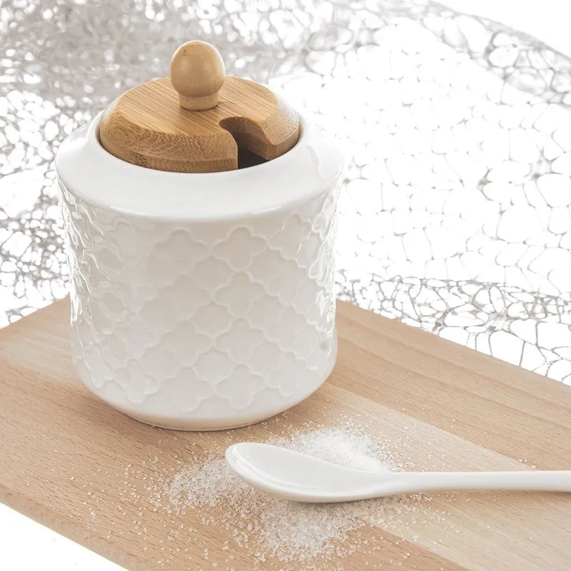Porcelanowa Cukierniczka Z Łyżeczką I Pokrywką MEBLIVA
