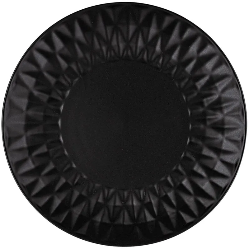 Talerz Deserowy Ceramiczny NAVA SOHO 20 cm Tłoczony MEBLIVA - Czarny