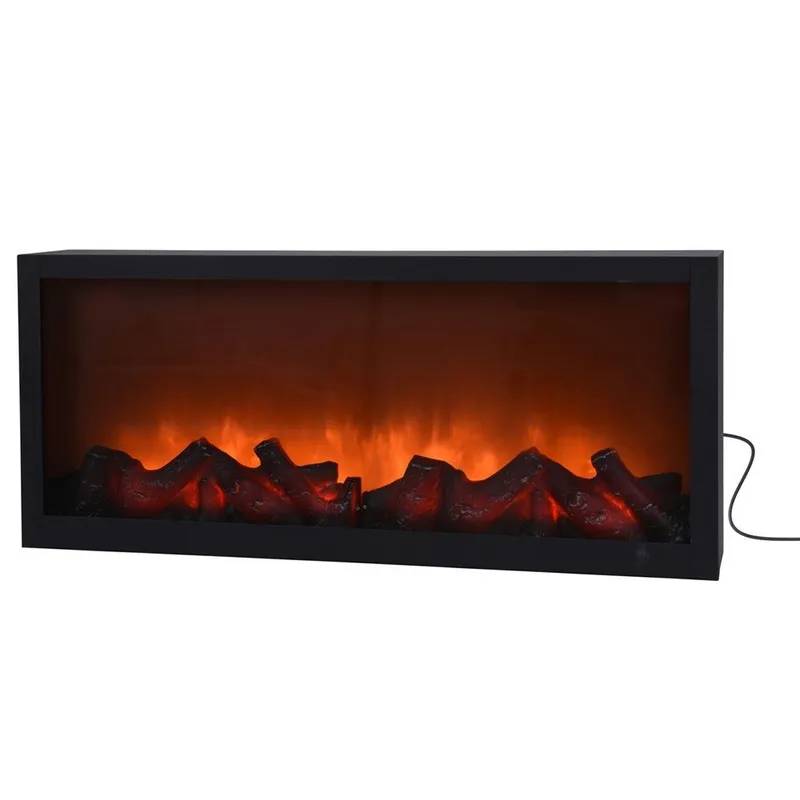 Kominek Elektryczny Ogień Ognisko LED Metalowy Solidny MEBLIVA - Czarny