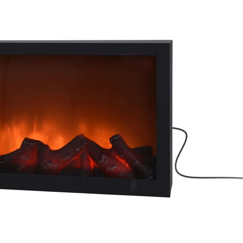 Kominek Elektryczny Ogień Ognisko LED Metalowy Solidny MEBLIVA - Czarny