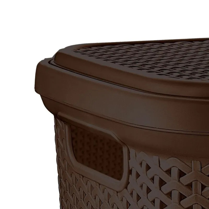 Kosz Na Pranie Ubrania Duży Łazienkowy Plastikowy Z Pokrywką 55 l MEBLIVA