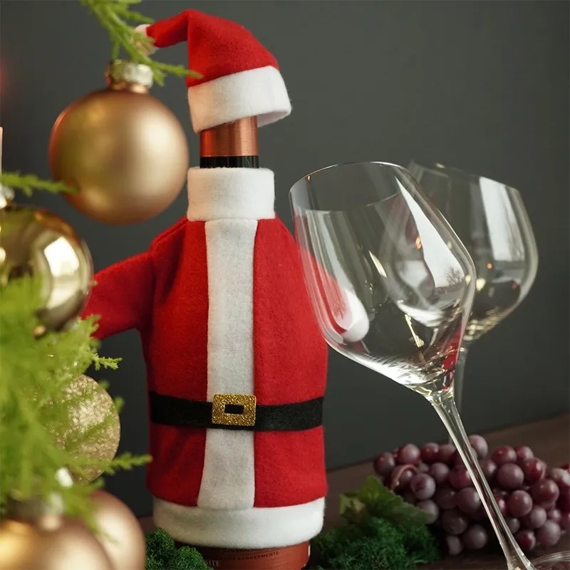 Pokrowiec Na Wino Świąteczny Mikołaj Ubranko Dekoracja Prezent MEBLIVA