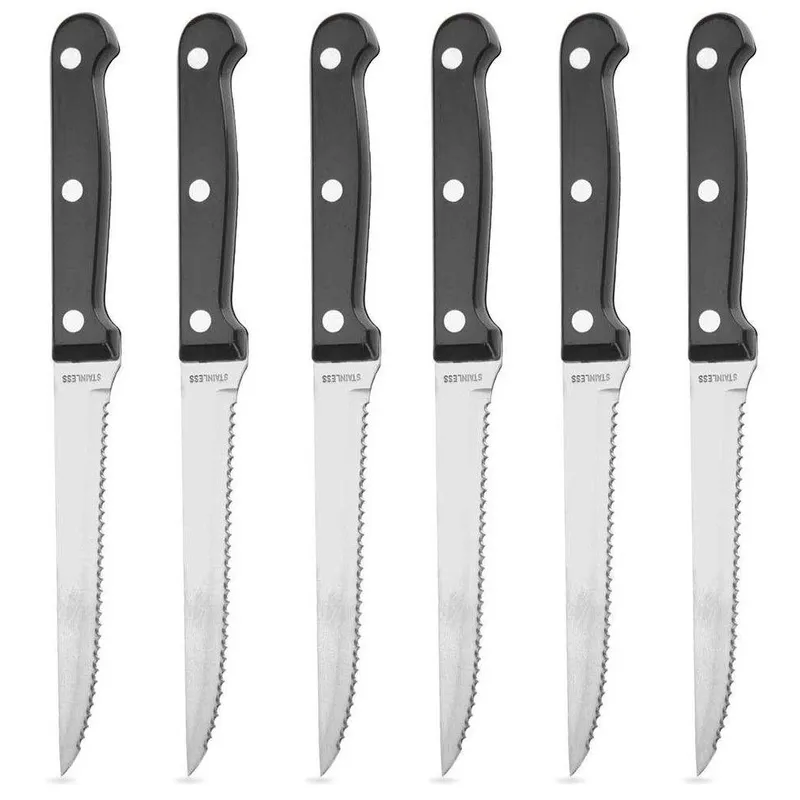 Noże Do Steków 21 cm Stal Nierdzewna 6 szt. Ząbkowane EXCELLENT MEBLIVA