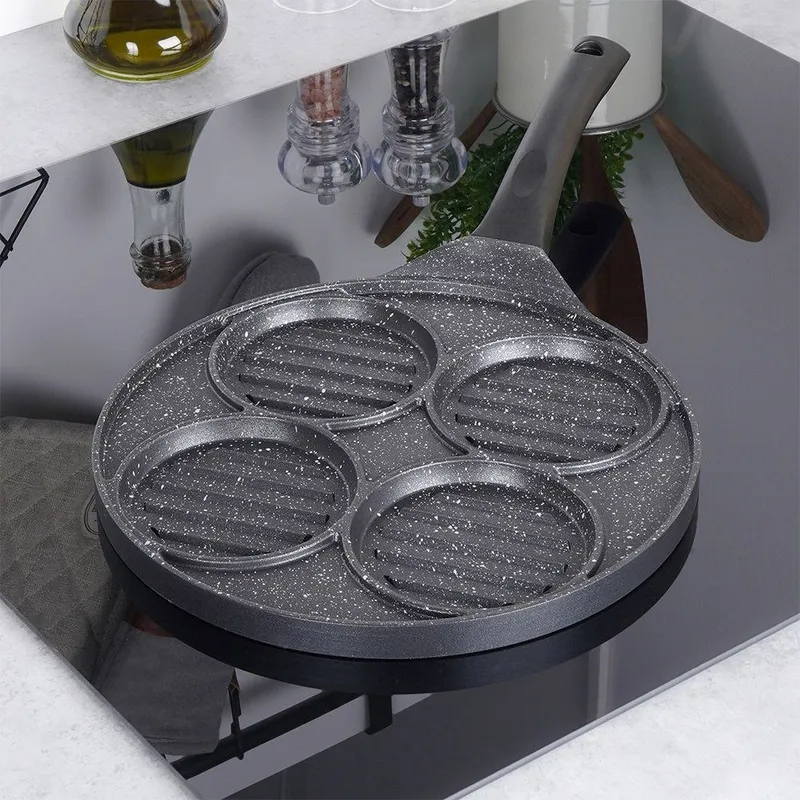 Patelnia Do Burgerów Jajek Granitowa Grillowa 4 Otwory 26,5 cm GARDIVA