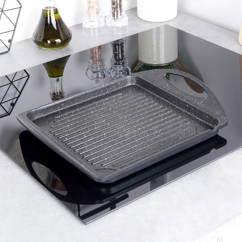 Płyta Grillowa Granitowa 34 x 26,5 cm Do Indukcji I Piekarnika GARDIVA
