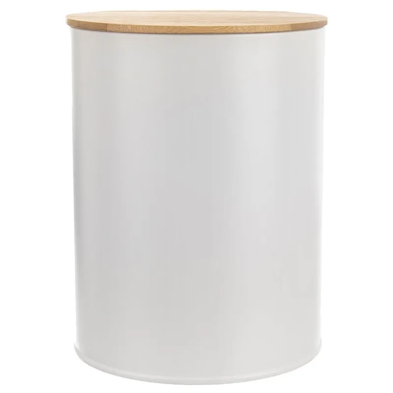 Pojemnik Metalowy 2,3 l Bambusowa Pokrywka Szczelny 17,5 x 13,5 cm MEBLIVA