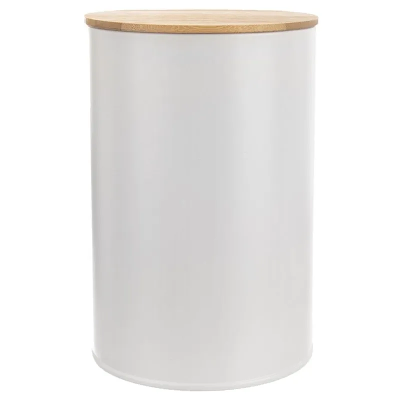Pojemnik Metalowy 800 ml Bambusowa Pokrywka Szczelny 12,5 x 9,5 cm MEBLIVA