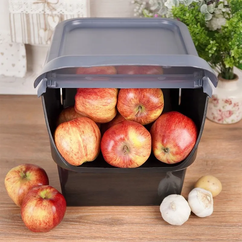Pojemnik Na Warzywa Piętrowany 13 l Z Klapą Zmywarka 34 x 27,5 cm MEBLIVA