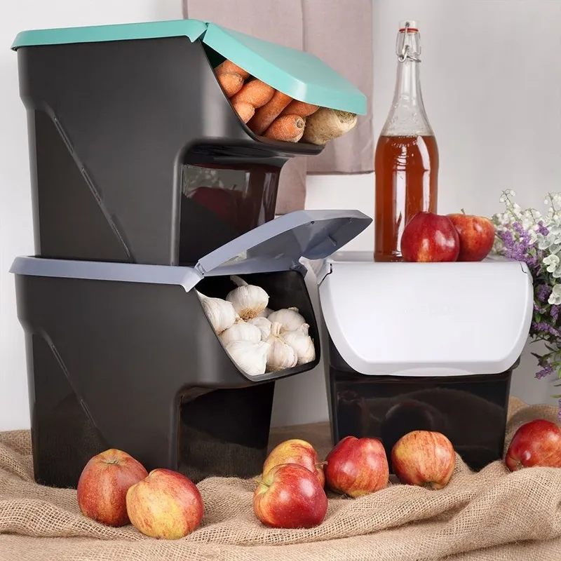Pojemnik Na Warzywa Piętrowany 13 l Z Klapą Zmywarka 34 x 27,5 cm MEBLIVA