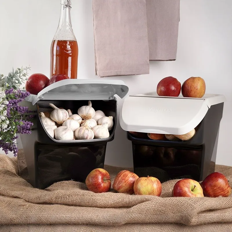 Pojemnik Na Warzywa Piętrowany 13 l Z Klapą Zmywarka 34 x 27,5 cm MEBLIVA