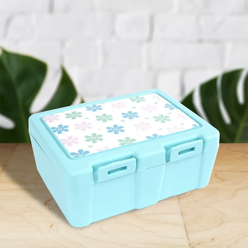 Pojemnik Lunchbox Dzielony Zestaw Sztućce 1 l Z Klipsami 18 x 14 cm MEBLIVA