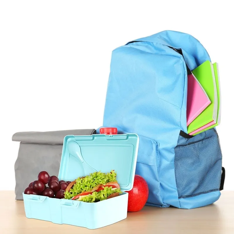 Pojemnik Lunchbox Dzielony Zestaw Sztućce 1 l Z Klipsami 18 x 14 cm MEBLIVA