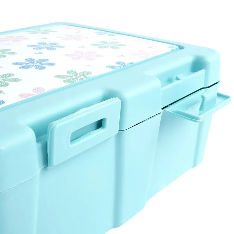 Pojemnik Lunchbox Dzielony Zestaw Sztućce 1 l Z Klipsami 18 x 14 cm MEBLIVA