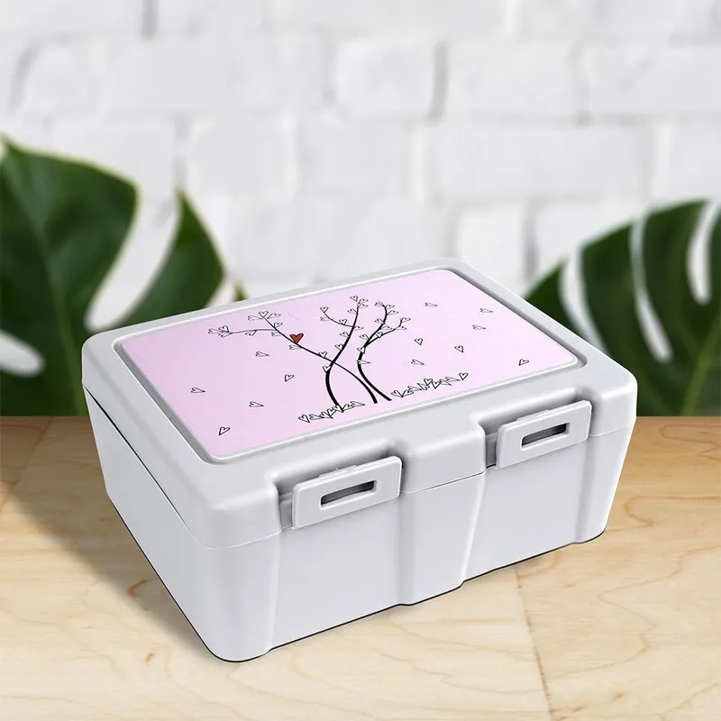 Pojemnik Lunchbox Dzielony Zestaw Sztućce 1 l Z Klipsami 18 x 14 cm MEBLIVA