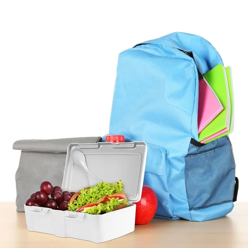 Pojemnik Lunchbox Dzielony Zestaw Sztućce 1 l Z Klipsami 18 x 14 cm MEBLIVA