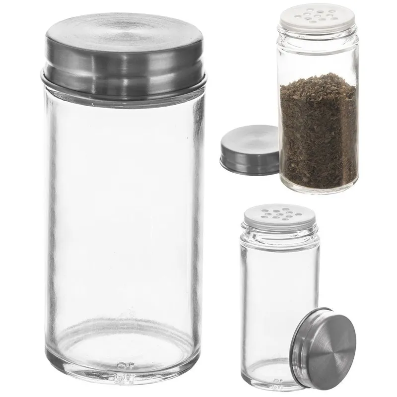 Pojemnik Szklany Na Przyprawy Sitko 100 ml Zamykany 9,5 x 4,5 cm MEBLIVA