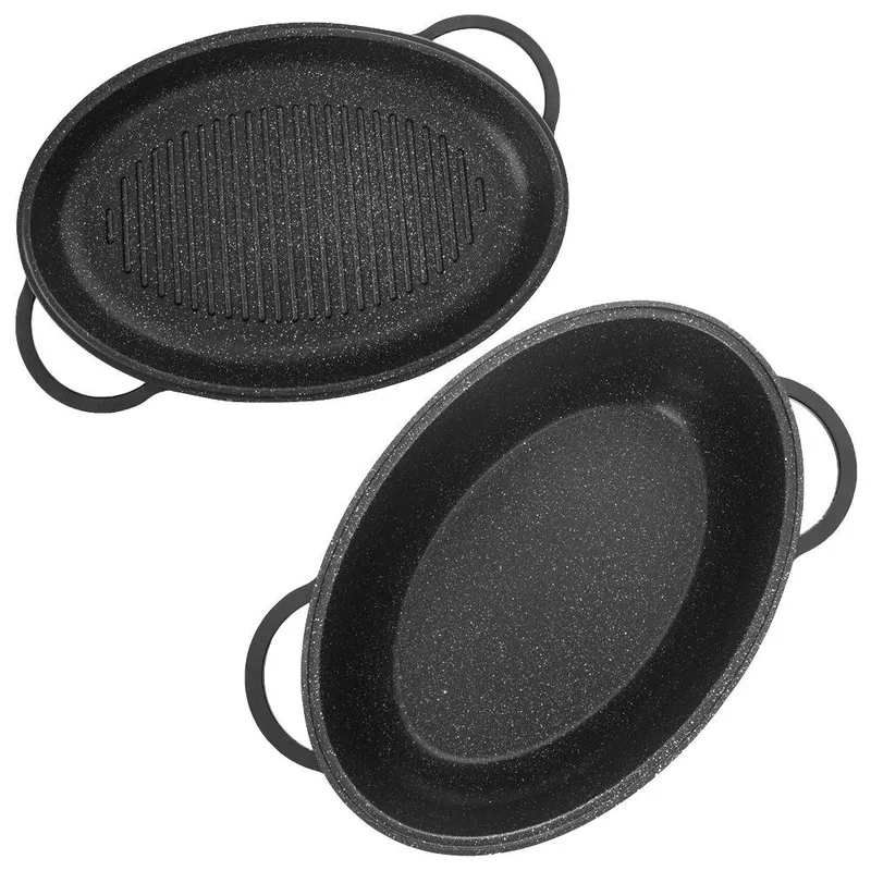 Brytfanna Granitowa 2w1 GRANDE 10 l 43 x 28 cm Patelnia Grillowa GARDIVA