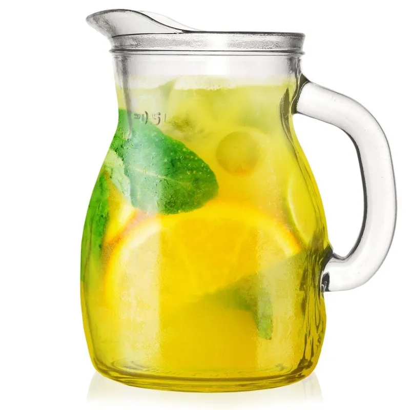 Dzbanek Szklany 500 ml Z Uchem I Dzióbkiem Do Napoju I Sosów MEBLIVA