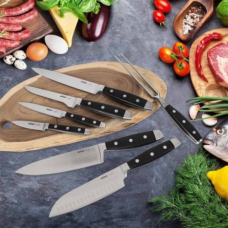 Nóż Santoku Do Mięsa Ryb Owoców Stalowy Japoński Solidny 33 x 5 cm MEBLIVA