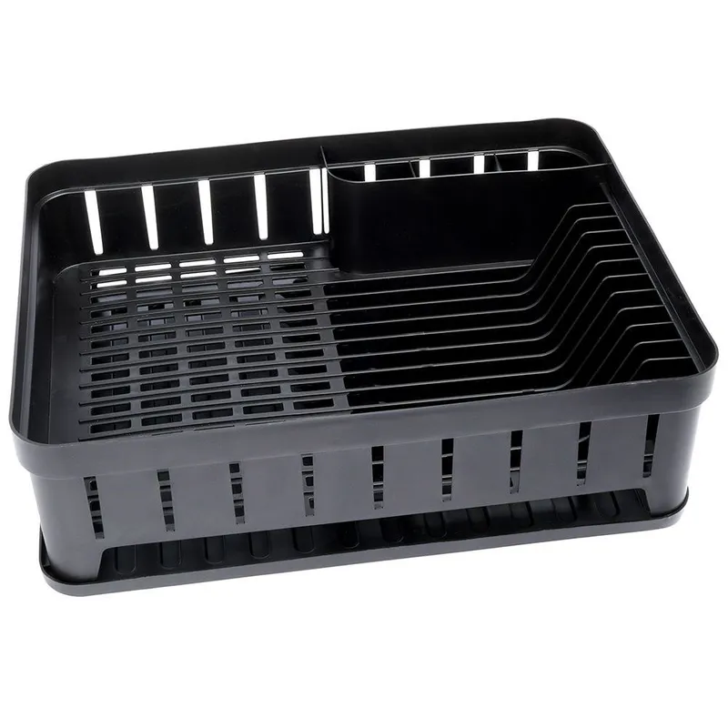 Suszarka Do Naczyń Na Talerze Sztućce Pojemna 40 x 31 x 12 MEBLIVA - Czarna